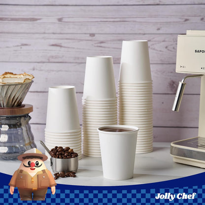 JOLLY CHEF 8 oz Paper Coffee Cups, White Beverages 400 Pack Drinking Cups