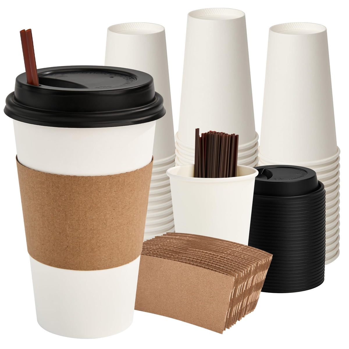 RACETOP 8 oz 500 Pack Disposable Paper Coffee Cups