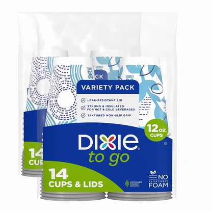 Dixie To Go Disposable Coffee Cups With Lids, 12 oz Paper Cups, 156 Ct