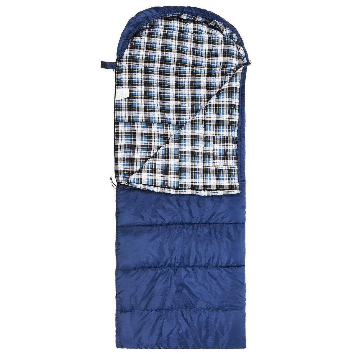 REDCAMP Flannel Sleeping Bag for Adults, Comfortable Cotton Envelope Sleeping Bags for Camping, Backpacking, Hiking, with Detachable Hood&Compression Sack, Blue/Red/Grey/Black