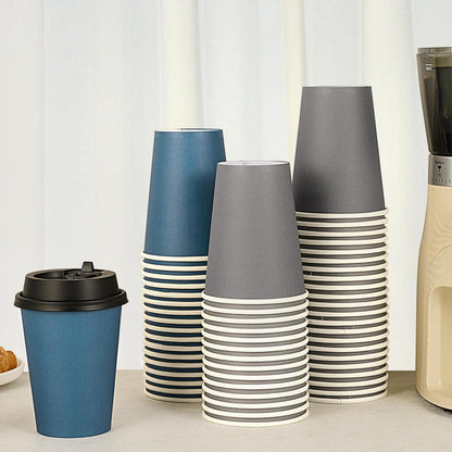 LITOPAK 100 Pack 12 oz Disposable Paper Coffee Cups with Lids