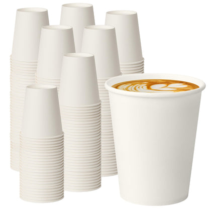 200 Pack 8oz Kraft Coffee Cups, Brown Kraft Disposable Paper Coffee Cups, Hot Coffee Cups & Cold Coffee Cups, Food-Safe Kraft Paper Cups, Heavy-Duty Disposable Paper Cups for Coffee, Tea, Cocoa, Water