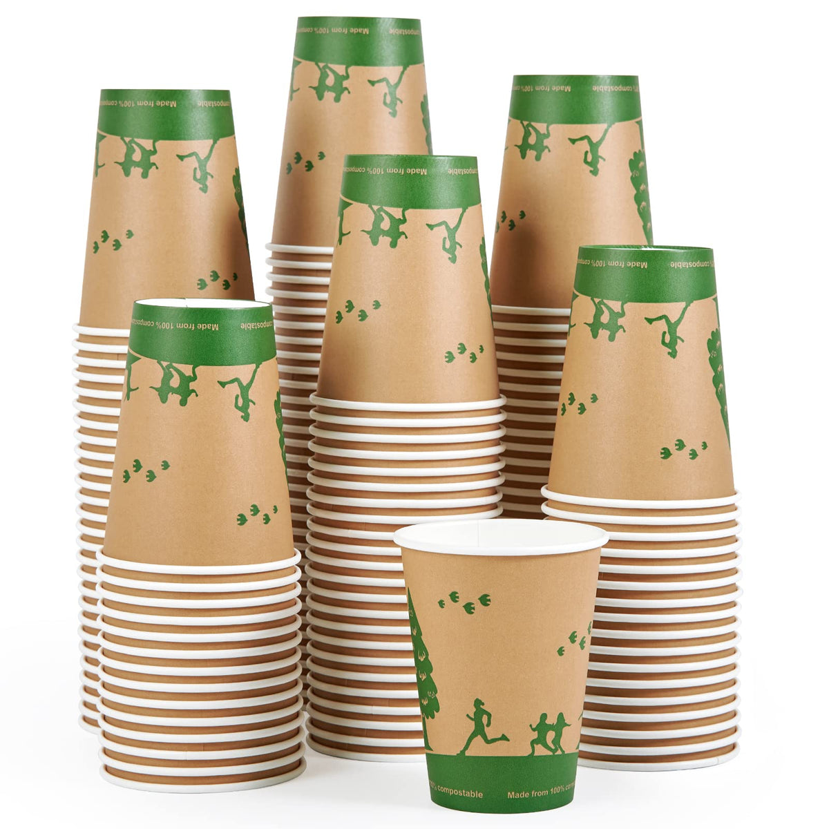 ECOLipak 8 oz Compostable Paper Coffee Cups with PLA Lined, 300 Count