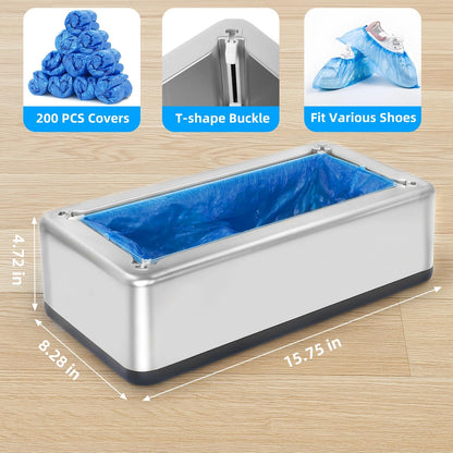 Automatic Shoe Covers Dispenser with 200pcs Disposable Shoe Covers, Silver