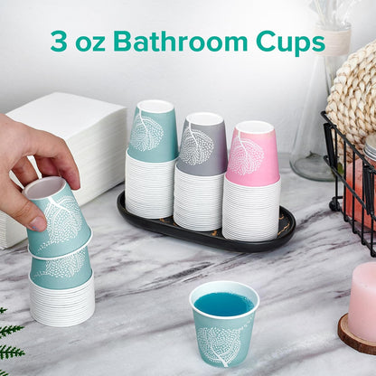 LITOPAK 600 Pack 3 oz Paper Cups, Colorful Disposable Mouthwash Cups 3 oz