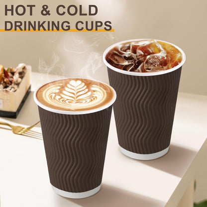 Clawsoff 100 Pack 12 oz Disposable Paper Coffee Cups Insulated Brown
