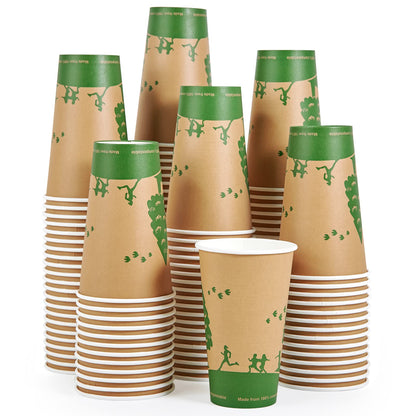 ECOLipak 8 oz Compostable Paper Coffee Cups with PLA Lined, 300 Count