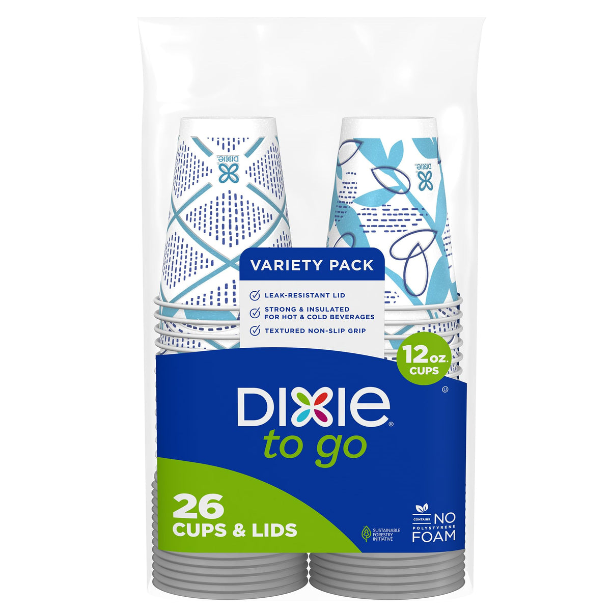 Dixie To Go Paper Coffee Cups, 12 oz, 132 Count, Insulated Disposable Cups
