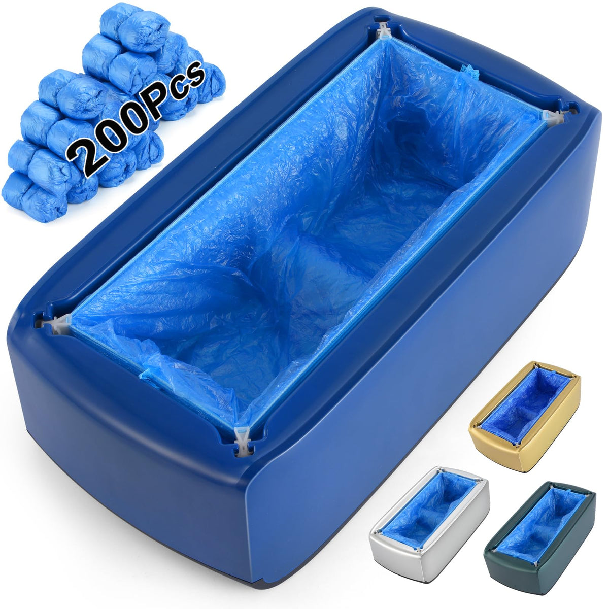 LYSHIYI Shoe Cover Dispenser with 200pcs Disposable Shoe Covers, Automatic Shoe Cover Machine Fits shoes up to Men's size 12, Suitable for Home, Factory, Hospital (Silver)