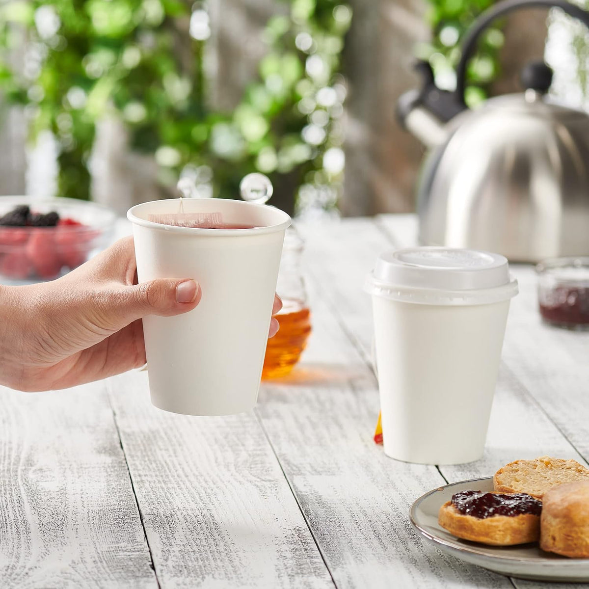 GUSTO 12 oz Disposable White Paper Cups [300 Count] Hot Coffee Cups