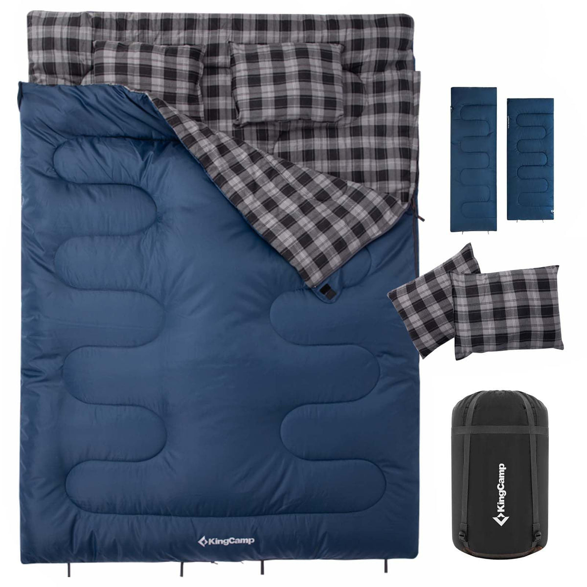 KingCamp Double Sleeping Bag for Adults, Queen Size 2 Person Sleeping Bag