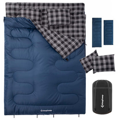 KingCamp Double Sleeping Bag for Adults, Queen Size 2 Person Sleeping Bag