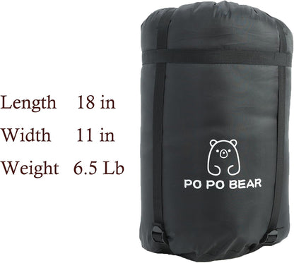 PO PO BEAR 0 Degree Sleeping Bag for Adults, 84" x 40" Big & Tall Cold Weather Sleeping Bag with Soft Flannel Lining