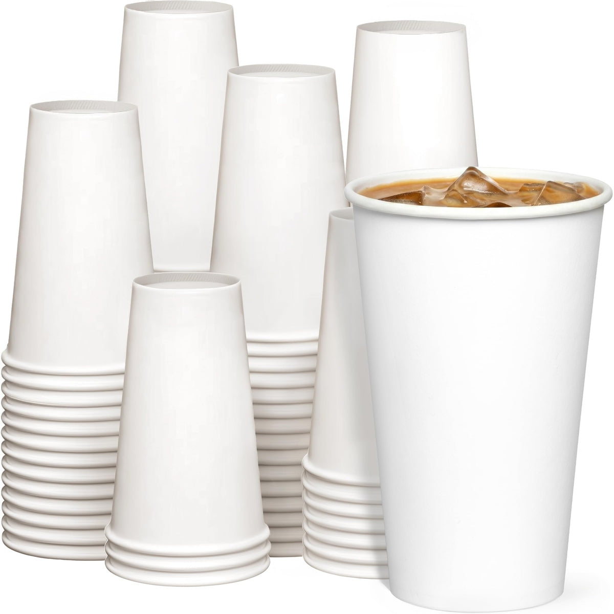 GUSTO 12 oz Disposable White Paper Cups [300 Count] Hot Coffee Cups
