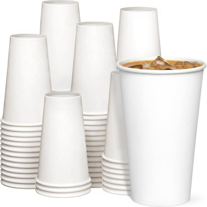 GUSTO 12 oz Disposable White Paper Cups [300 Count] Hot Coffee Cups