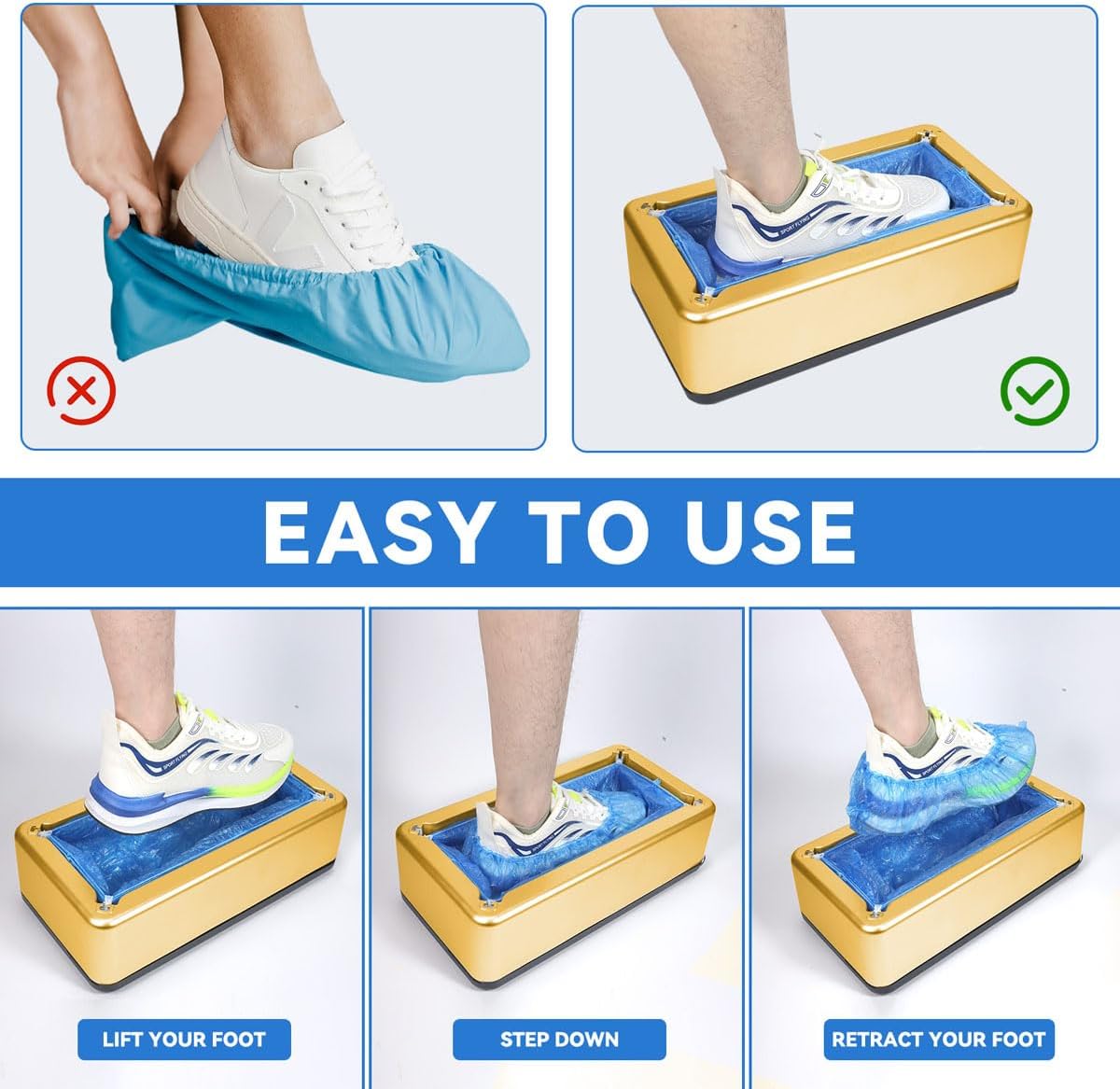 Automatic Shoe Cover Dispenser 200pcs Non‑Slip Waterproof Disposable Covers