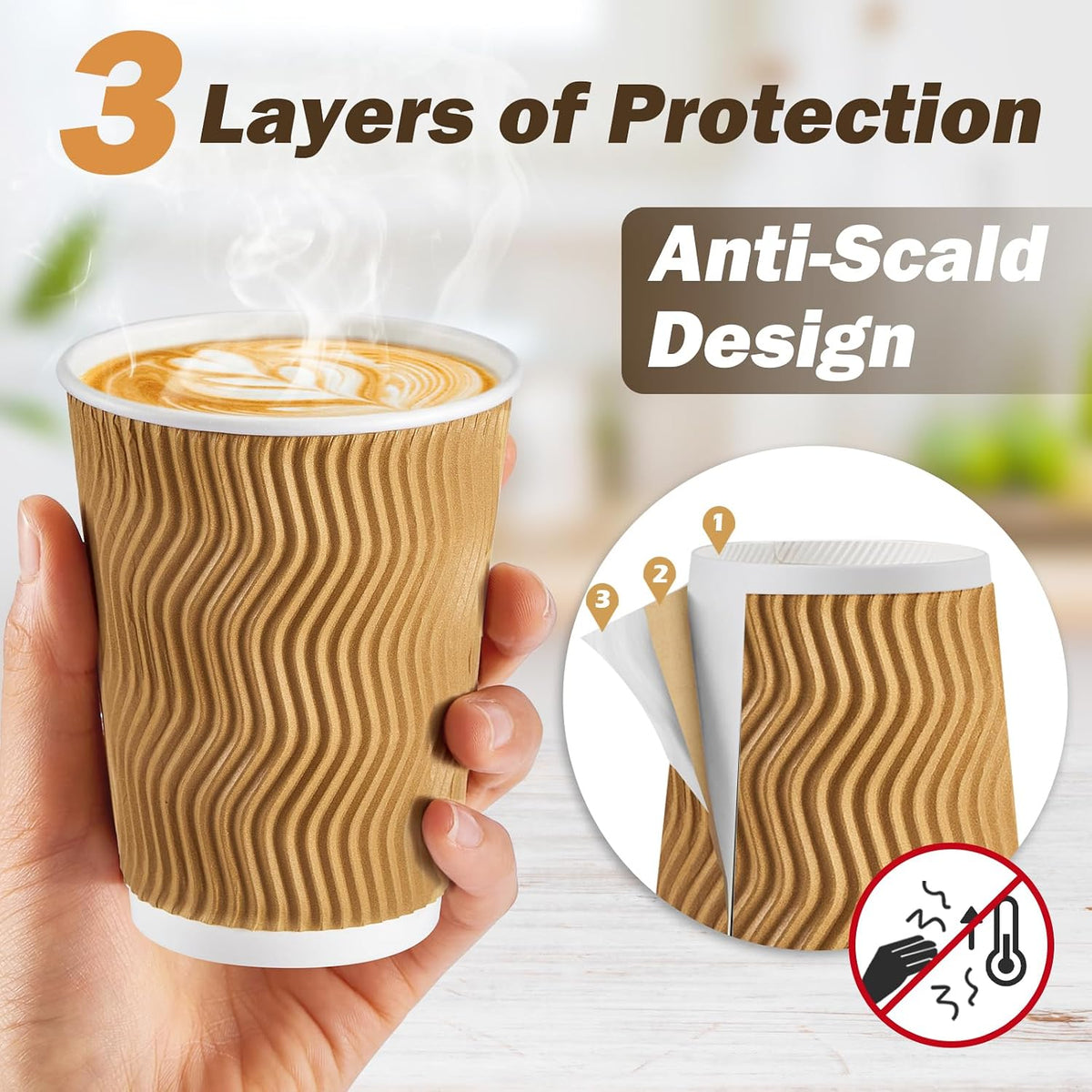 SIUQ 12 oz Coffee Cups-90 Pack Disposable Coffee Cups with Lids and Straws