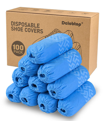 X-Large 100 Pcs Shoe Covers Disposable Non-Slip, Breathable Shoe Covers for Indoors, Slip-resistant, Durable, Non-Woven Booties for Shoes Covers,Stretchable Fits Up To13 US Men,Black
