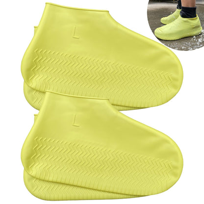 Waterproof Shoe Covers 2 Pairs, Non-Slip Reusable for Rain - Clear, L