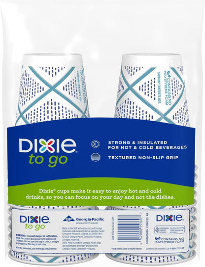Dixie To Go Paper Coffee Cups, 12 oz, 132 Count, Insulated Disposable Cups