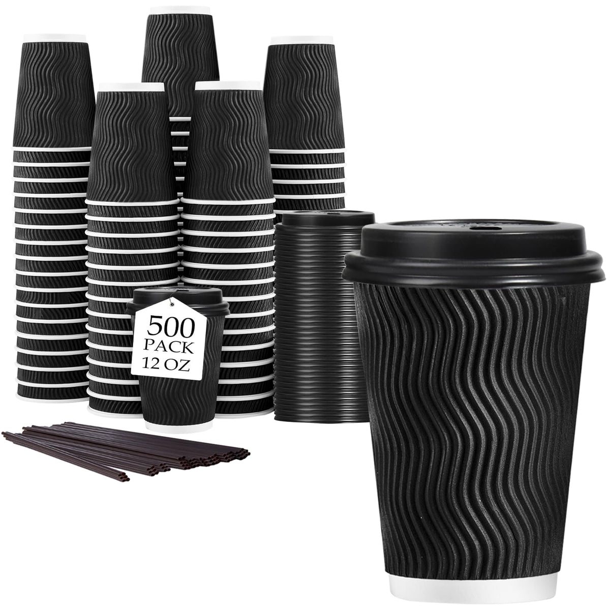 Lamosi 50 Pack 16 oz Coffee Cups with Lids, Disposable To Go Paper Cups