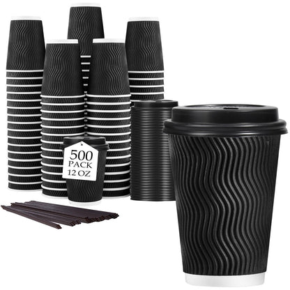Lamosi 50 Pack 16 oz Coffee Cups with Lids, Disposable To Go Paper Cups