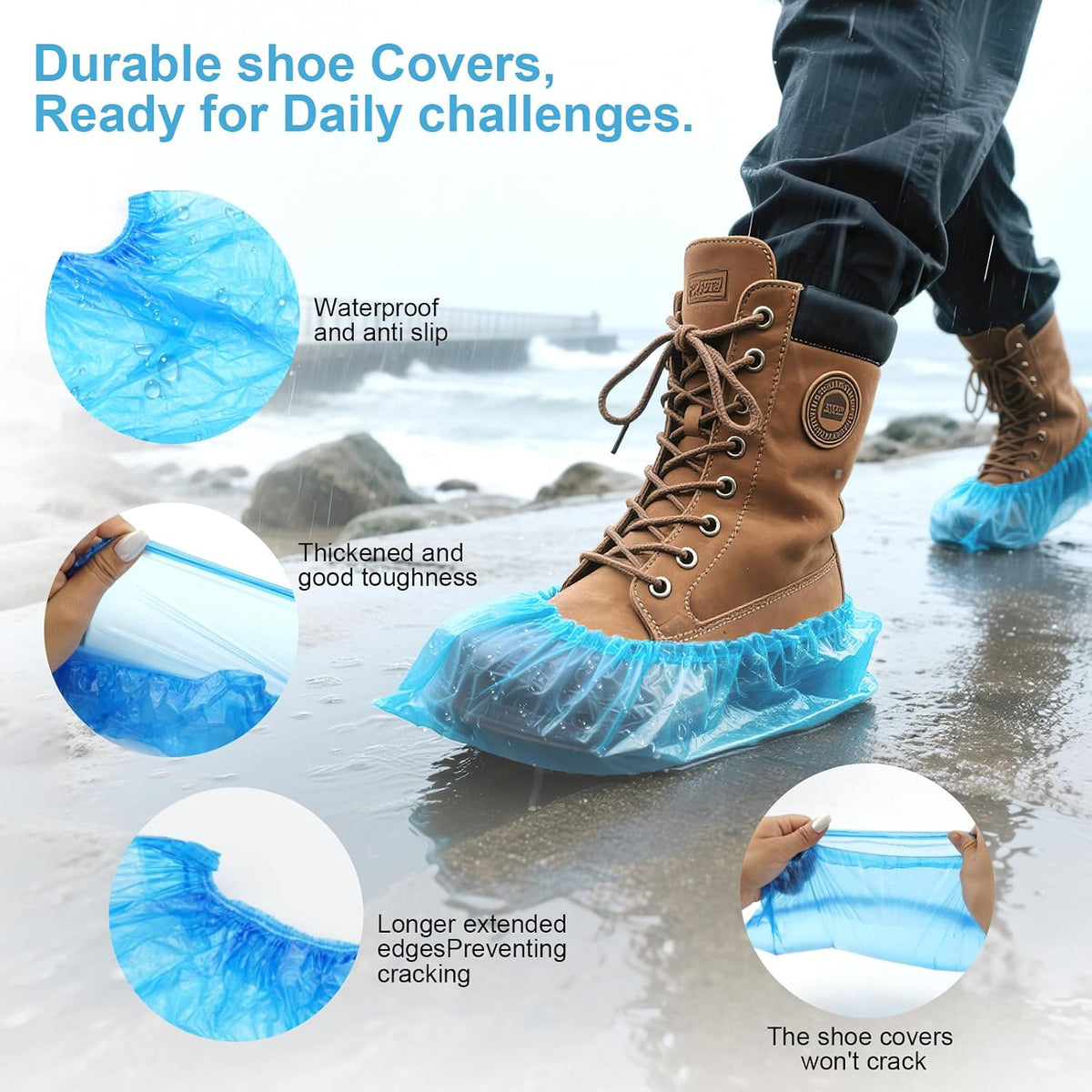 Shoe Covers Disposable, 1000 Pieces (500 Pairs), Non-Slip, Waterproof