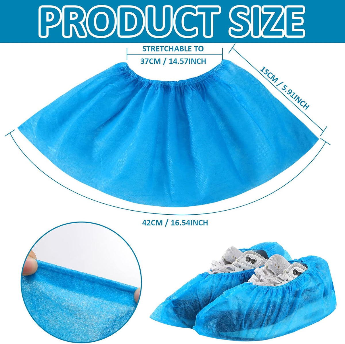 Tigeen 200 Pcs/ 100 Pairs Disposable Shoe Covers Indoor, Blue
