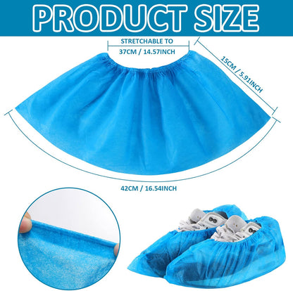 Tigeen 200 Pcs/ 100 Pairs Disposable Shoe Covers Indoor, Blue