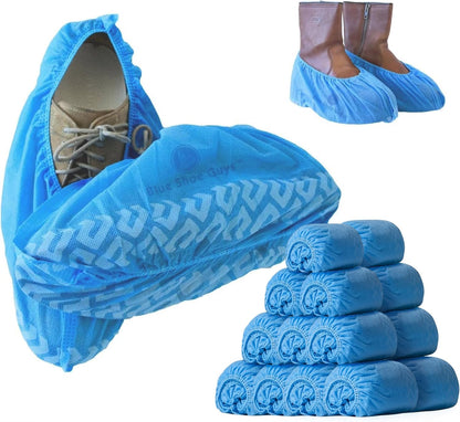 Premium Boot & Shoe Covers Disposable Booties - 100 Pack - Durable, Non-Slip, Non-Toxic, Water Resistant, Recyclable Protectors for Indoor & Outdoor - Large Size Fits Most Shoes