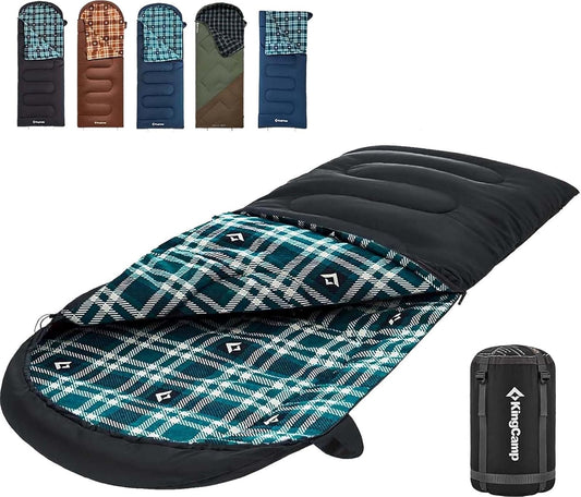 KingCamp Sleeping Bag for Adults, 100% Flannel XL Big and Tall
