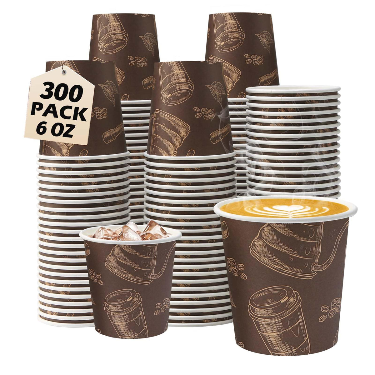 12 oz 180 Pack Coffee Cups Disposable Thickened Paper Coffee Cups
