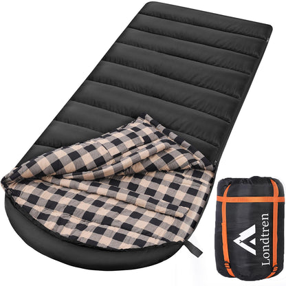 LONDTREN Large 0 Degree Sleeping Bags for Adults Cold Weather Sleeping Bag Camping Winter Below Zero 20 15 Flannel Big and Tall XXL