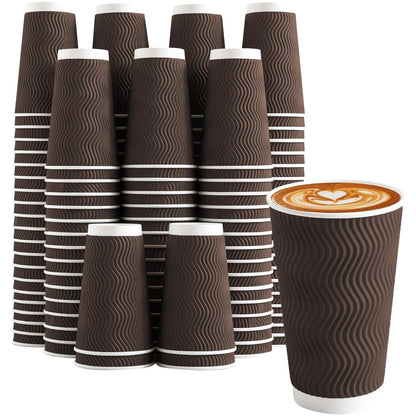 Clawsoff 100 Pack 12 oz Disposable Paper Coffee Cups Insulated Brown