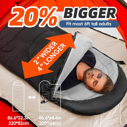 MEREZA Sleeping Bags XL for Adults Mens Large Wide Sleeping Bag for Camping