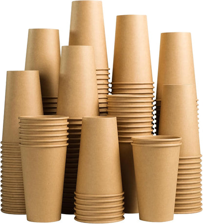 Lamosi 200 Pack 8 oz Kraft Paper Cups, Brown Disposable Paper Coffee Cups