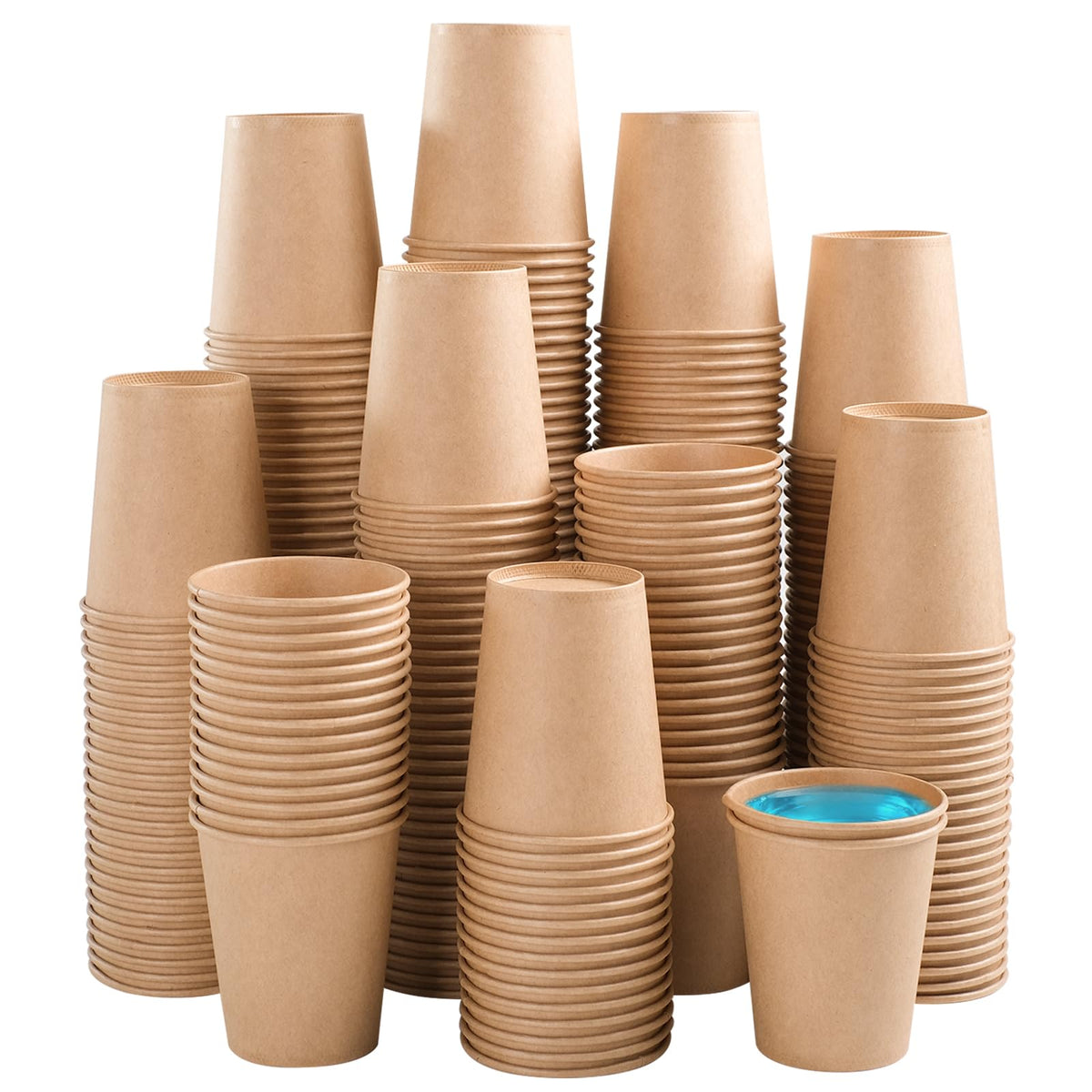 BYSNOW 300 Pack 12 oz Kraft Paper Cups, Disposable Coffee Hot Water Cups