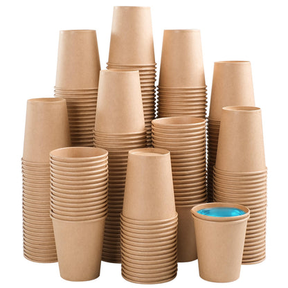 BYSNOW 300 Pack 12 oz Kraft Paper Cups, Disposable Coffee Hot Water Cups
