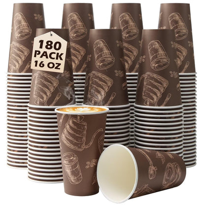 12 oz 180 Pack Coffee Cups Disposable Thickened Paper Coffee Cups