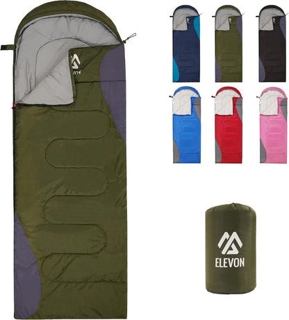 Elevon Double Sleeping Bag for Adults with 2 Pillows, Lightweight Machine Washable 2 Person Sleeping Bag for 3 Seasons Camping Hiking Traveling, Multicolor Option