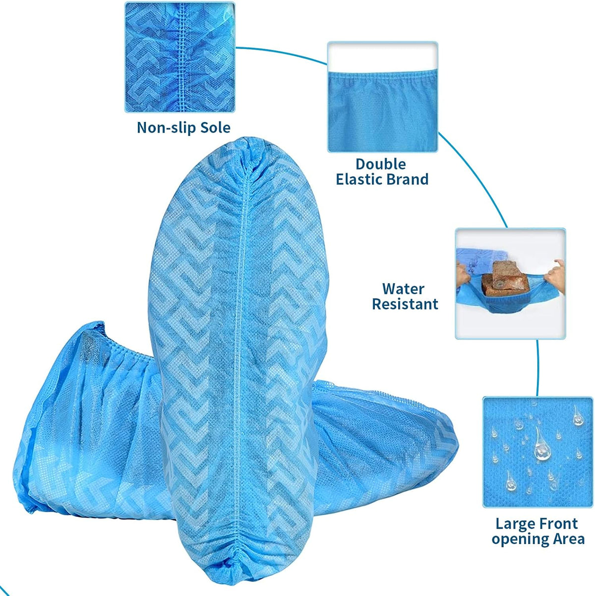 X-Large Shoe Covers Disposable 200 Pack (100 Pairs) Fit Shoe Sizes to Men's 13
