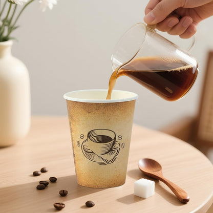 Clawsoff 300 Pack 12oz Disposable Paper Coffee Cups Retro Design