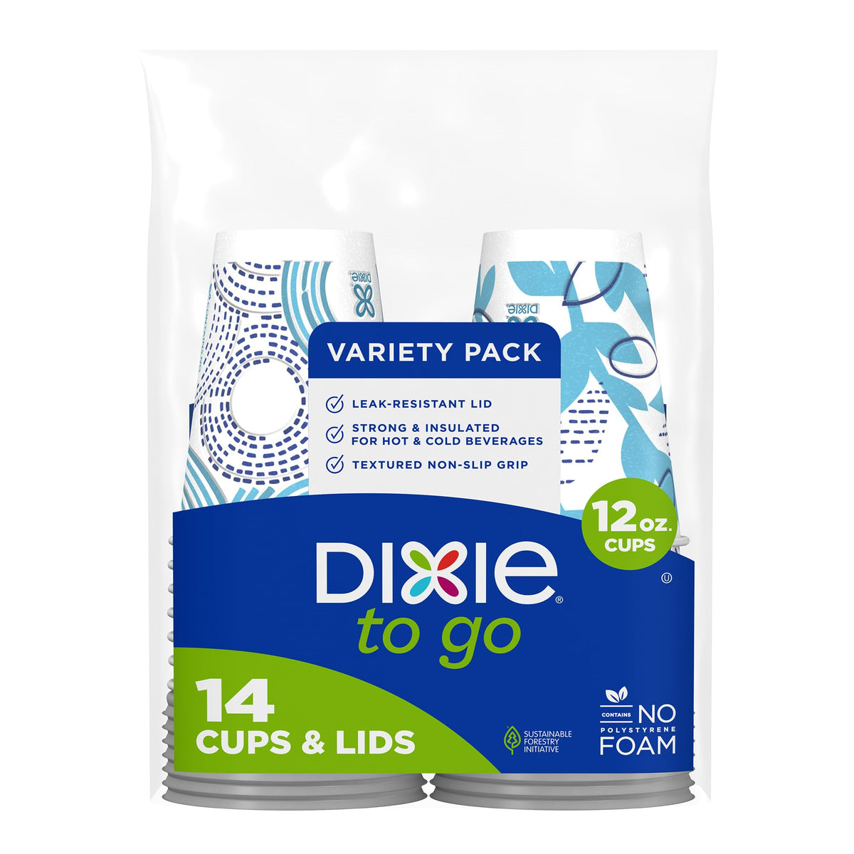 Dixie To Go Disposable Coffee Cups With Lids, 12 oz Paper Cups, 156 Ct