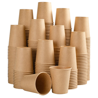 SIUQ 400 Pack 8 oz Kraft Paper Cups, Unbleached Disposable Coffee Cups