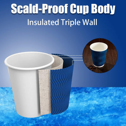 Lamosi Coffee Cups 12 oz 120 Pack Disposable Paper Coffee Cups Insulated