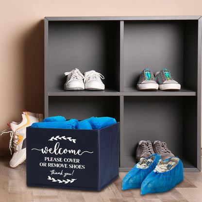 Suzile 200 Pack Disposable Shoe Covers with Dispenser Box, Dark Blue
