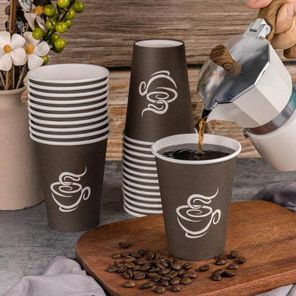 LITOPAK 240 Pack 12 oz Paper Cups, Brown Disposable Hot Coffee Cups