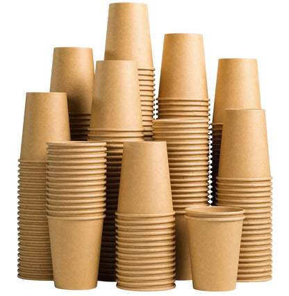 Lamosi 200 Pack 8 oz Kraft Paper Cups, Brown Disposable Paper Coffee Cups