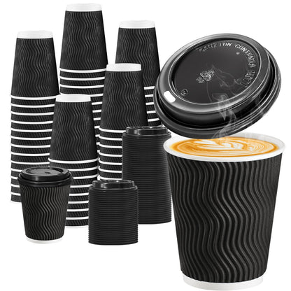 BYSNOW 100 Pack 16 oz Coffee Cups with Lids Disposable To Go Paper Cups