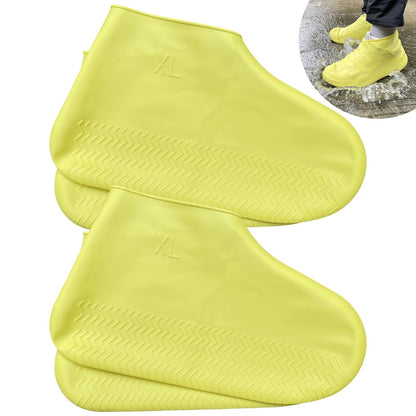 Waterproof Shoe Covers 2 Pairs, Non-Slip Reusable for Rain - Clear, L